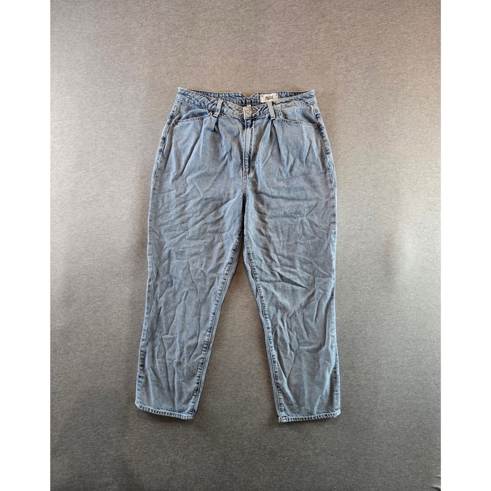 PAIGE Sarah Straight Ankle Jeans Women‎ 31 Light Wash Kinsey Pleated High Rise